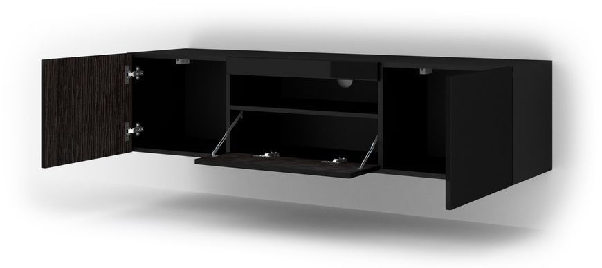 Тумба під телевізор у вітальню Aura 150 чорна з глянцем Bim Furniture BIM0378 фото - bimfurniture.com.ua