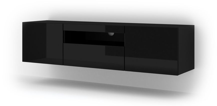 Тумба під телевізор у вітальню Aura 150 чорна з глянцем Bim Furniture BIM0378 фото - bimfurniture.com.ua