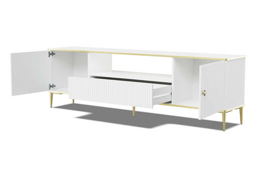 Тумба під телевізор на золотих ніжках Petra 180 2D2S біла Bim Furniture BIM0133 фото - bimfurniture.com.ua