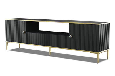 Тумба під телевізор на золотих ніжках Petra 180 2D2S чорна Bim Furniture BIM0134 фото - bimfurniture.com.ua