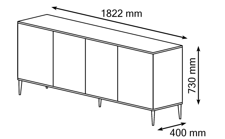 Комод четырехдверный на ножках Petra 182 4D кашимир Bim Furniture BIM0135 фото - bimfurniture.com.ua