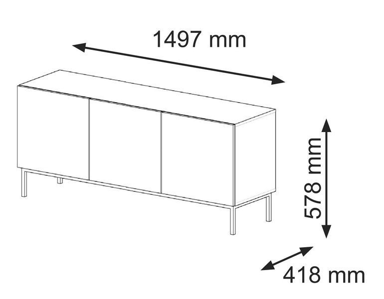 Тумба під телевізор у вітальню Ravenna B 150 3D білий Bim Furniture BIM0222 фото - bimfurniture.com.ua