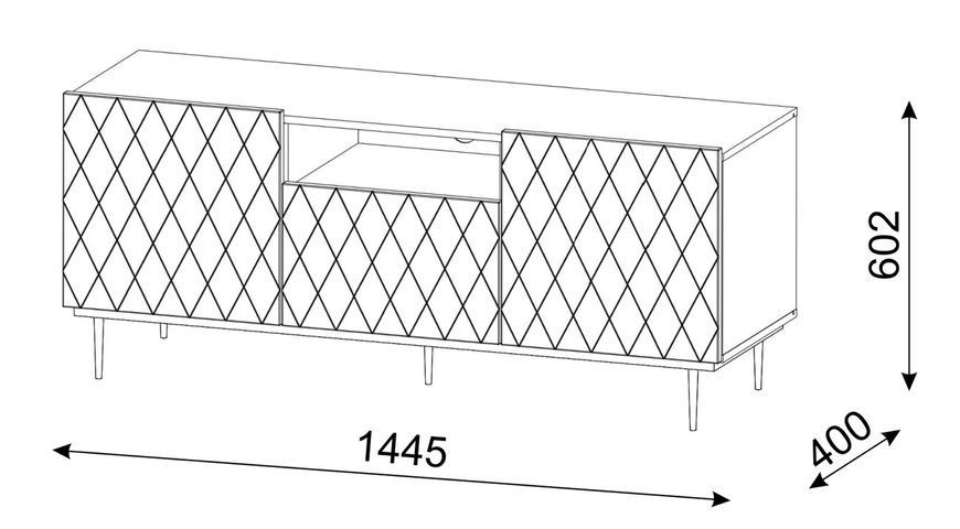 Тумба трьохдверна з відкритою полицею Diuna 2D1K 145 білий Bim Furniture BIM0042 фото - bimfurniture.com.ua