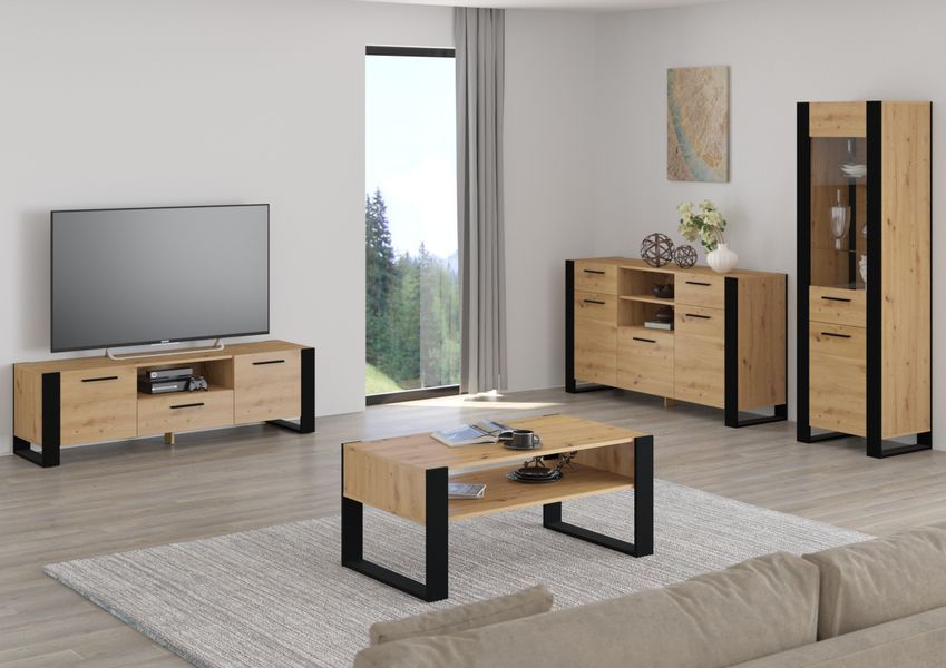 Тумба TV трехдверная Nuka 160 дуб артизан Bim Furniture BIM0192 фото - bimfurniture.com.ua