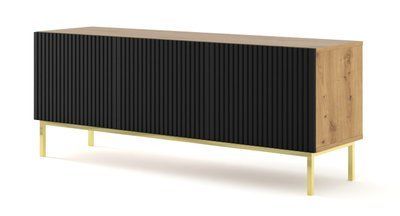 Тумба под телевизор в гостиную Ravenna B 150 3D дуб артизан/черный Bim Furniture BIM0232 фото - bimfurniture.com.ua