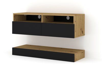 Тумба під телевізор Duo 100 дуб артизан / чорний Bim Furniture BIM0096 фото - bimfurniture.com.ua