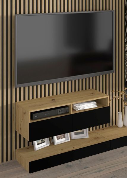 Тумба під телевізор Duo 100 дуб артизан / чорний Bim Furniture BIM0096 фото - bimfurniture.com.ua