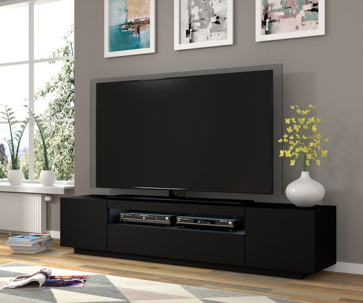 Тумба під телевізор у вітальню Aura 200 чорна Bim Furniture BIM0386 фото - bimfurniture.com.ua