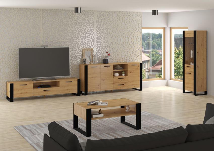 Тумба TV трьохдверна Nuka 200 дуб артизан Bim Furniture BIM0194 фото - bimfurniture.com.ua