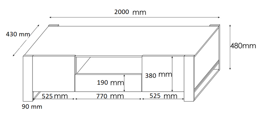Тумба TV трьохдверна Nuka 200 дуб артизан Bim Furniture BIM0194 фото - bimfurniture.com.ua