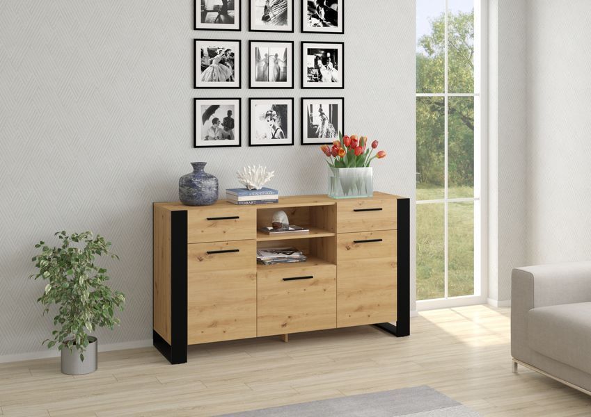 Комод трехдверный Nuka C дуб артизан Bim Furniture BIM0195 фото - bimfurniture.com.ua